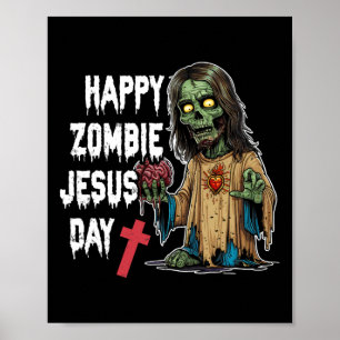 Poster Joyeux Jour Jésus Zombie Squelette Horreur Christ 
