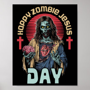 Poster Joyeux Jour Jésus Zombie Squelette Horreur Christ
