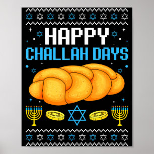 Poster Joyeux jours de Challah Noël dégueu Hanukkah