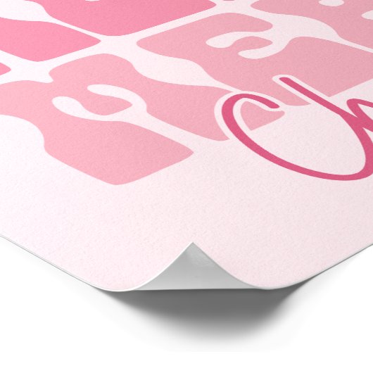 Poster Joyeux Joyeux Noël - Conception des Fêtes Rose (Coin)