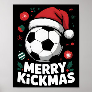 Poster Joyeux Kickmas Noël Santa Football Ll Graphique Ki