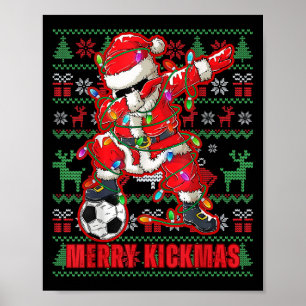 Poster Joyeux Kickmas Noël Soccer Ball Laid Jeune Swe