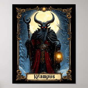 Poster Joyeux Krampus Carte Tarot Noël Horreur de neige m