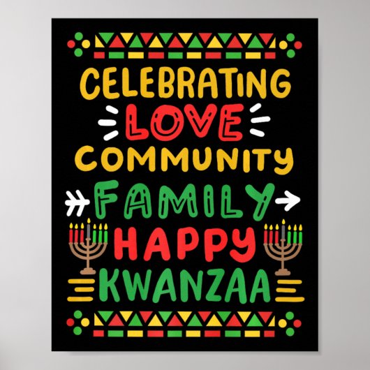 Poster Joyeux Kwanzaa célébrant l'amour Commune Famille H (Devant)