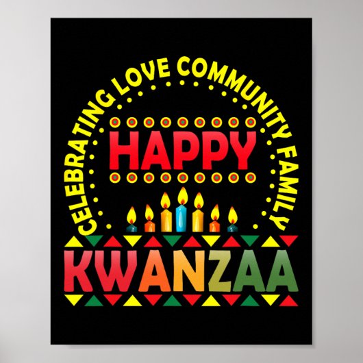 Poster Joyeux Kwanzaa célébrant l'amour Kinara Noël Af (Devant)
