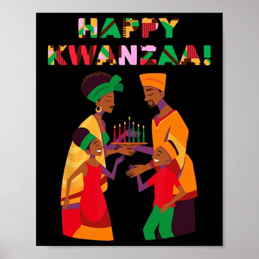 Poster Joyeux Kwanzaa Kinara-sept bougies Principes de K (Devant)