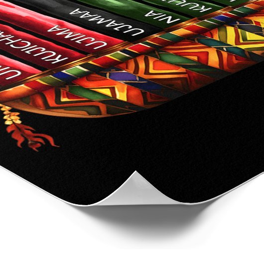 Poster Joyeux Kwanzaa Kinara Sept Bougies Principes De K (Coin)