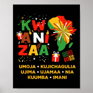 Poster Joyeux Kwanzaa Kinara Sept Bougies Principes De K