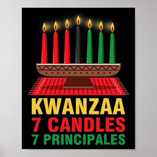 Poster Joyeux Kwanzaa Kinara Sept Principes Bougies Pan (Devant)