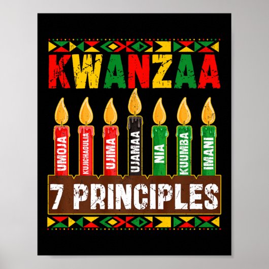 Poster Joyeux Kwanzaa Kinara Sept Principes Bougies Pan (Devant)