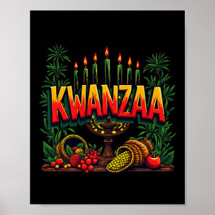 Poster Joyeux Kwanzaa Mens Noël Afro-américain Happy K