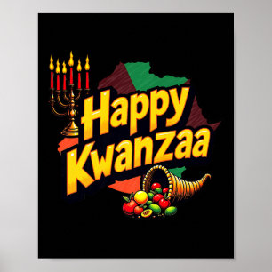 Poster Joyeux Kwanzaa Noël Afro-américain Happy Kwanza