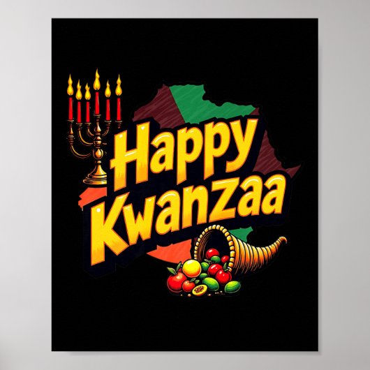 Poster Joyeux Kwanzaa Noël Afro-américain Happy Kwanza (Devant)