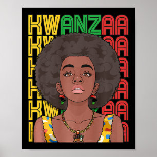 Poster Joyeux Kwanzaa Pan African Pride Black Woman Sept