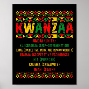 Poster Joyeux Kwanzaa Pyjama Kinara Principes Bougies Pan