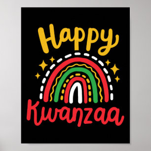 Poster Joyeux Kwanzaa Retro Super Rainbow African America