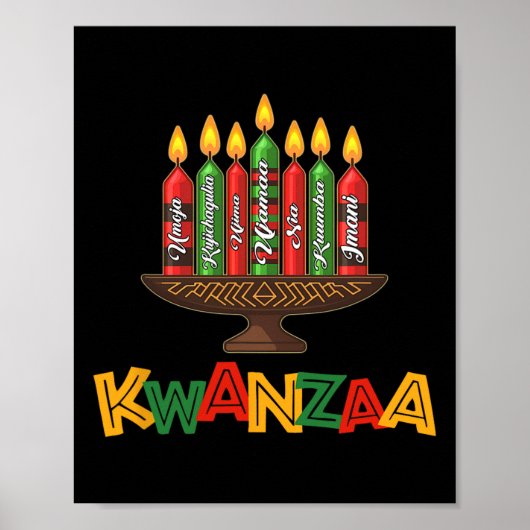 Poster Joyeux Kwanzaa Sept Principes De Kwanzaa - Kinara (Devant)