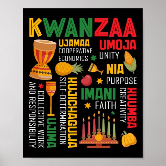 Poster Joyeux Kwanzaa Sept Principes Des Femmes De Kwanza (Devant)