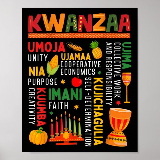 Poster Joyeux Kwanzaa Sept Principes Des Femmes De Kwanza (Devant)