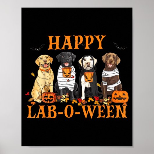 Poster Joyeux Lab-O-Ween Labrador Saison Halloween Chien (Devant)