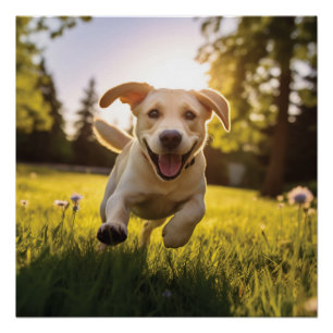 Poster Joyeux Labrador Puppy Running