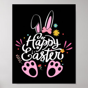 Poster Joyeux lapin de lapin oeuf Joyeux Pâques Jour 2024