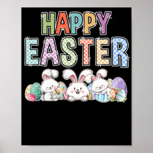 Poster Joyeux Lapin De Pâques Avec Oeufs Pâques