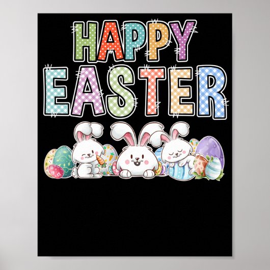 Poster Joyeux Lapin De Pâques Avec Oeufs Pâques (Devant)