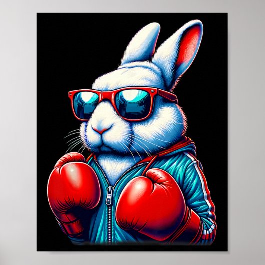 Poster Joyeux Lapin de Pâques Boxe Rabbit Hommes Femmes E (Devant)