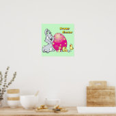 Poster Joyeux lapin de Pâques et bébé poussin (Cuisine)