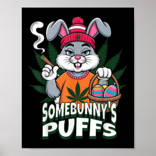Poster Joyeux lapin de Pâques Fumer mauvaise herbe Joke S