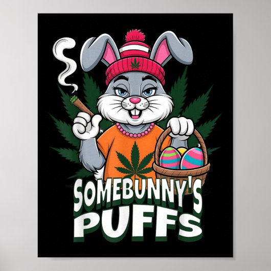 Poster Joyeux lapin de Pâques Fumer mauvaise herbe Joke S (Devant)