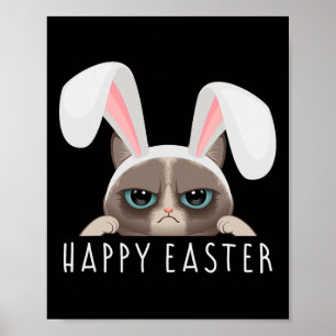 Poster Joyeux lapin de Pâques Fun Pyjama Robe Cat Party R