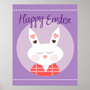 Poster Joyeux lapin de Pâques violet