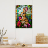 Poster Joyeux Lapin de Pâques Vitrail Religion (Cuisine)