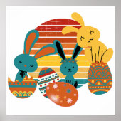 Poster Joyeux lapin, Oeuf de Pâques, Mignonne (Devant)