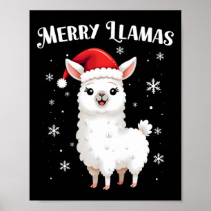Poster Joyeux Llamas Drôle Noël Llama Vacances Animales