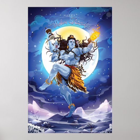 Poster Joyeux Maha Shivratri, Lord Shiva (Devant)