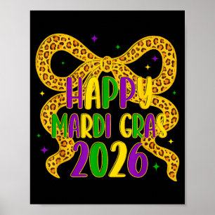 Poster Joyeux Mardi Gras 2026 Coquette Nœud Fille Femmes