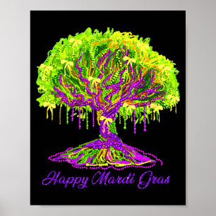 Poster Joyeux Mardi Gras 2026 Coquette Tree Perles Festiv