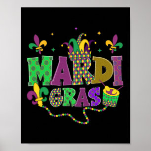 Poster Joyeux Mardi Gras Carnaval Fat Mardi Fleur De Lis