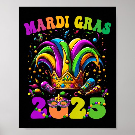 Poster Joyeux Mardi Gras Carnaval Mardi Gras 2025 Jester (Devant)