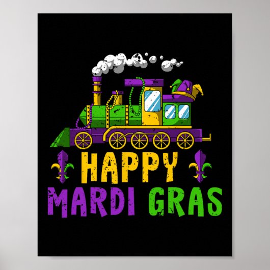 Poster Joyeux Mardi Gras Jester Train Carnival Parade Par (Devant)