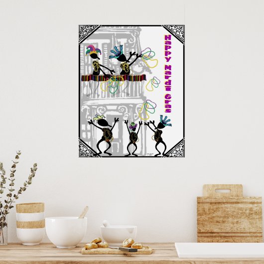 Poster Joyeux Mardi Gras—Scène Balcon (Cuisine)