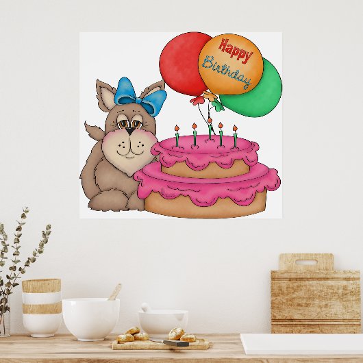 Poster Joyeux Marionnette d'anniversaire (Cuisine)