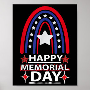 Poster Joyeux Memorial Day Rainbow Usa Drapeau américain