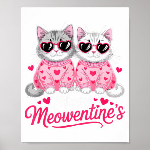 Poster Joyeux Meowentin’s Mignon Couple Romantique de Cha