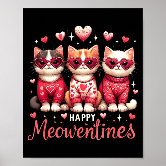 Poster Joyeux Meowentines Drôle Mignon Saint Valentin Cha (Devant)