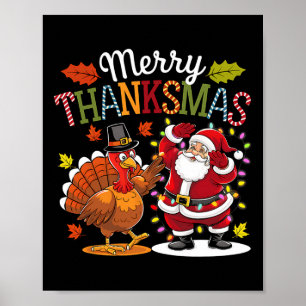 Poster Joyeux Merci de Noël Thanksgiving Christmas, Dinde