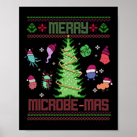 Poster Joyeux Microbe-Noël Microbiologie Scientifiques No (Devant)